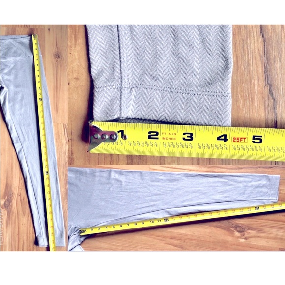 MONDETTA Leggings Tights Herringbone Print Medium Silver Gray Women’s - Picture 8 of 16